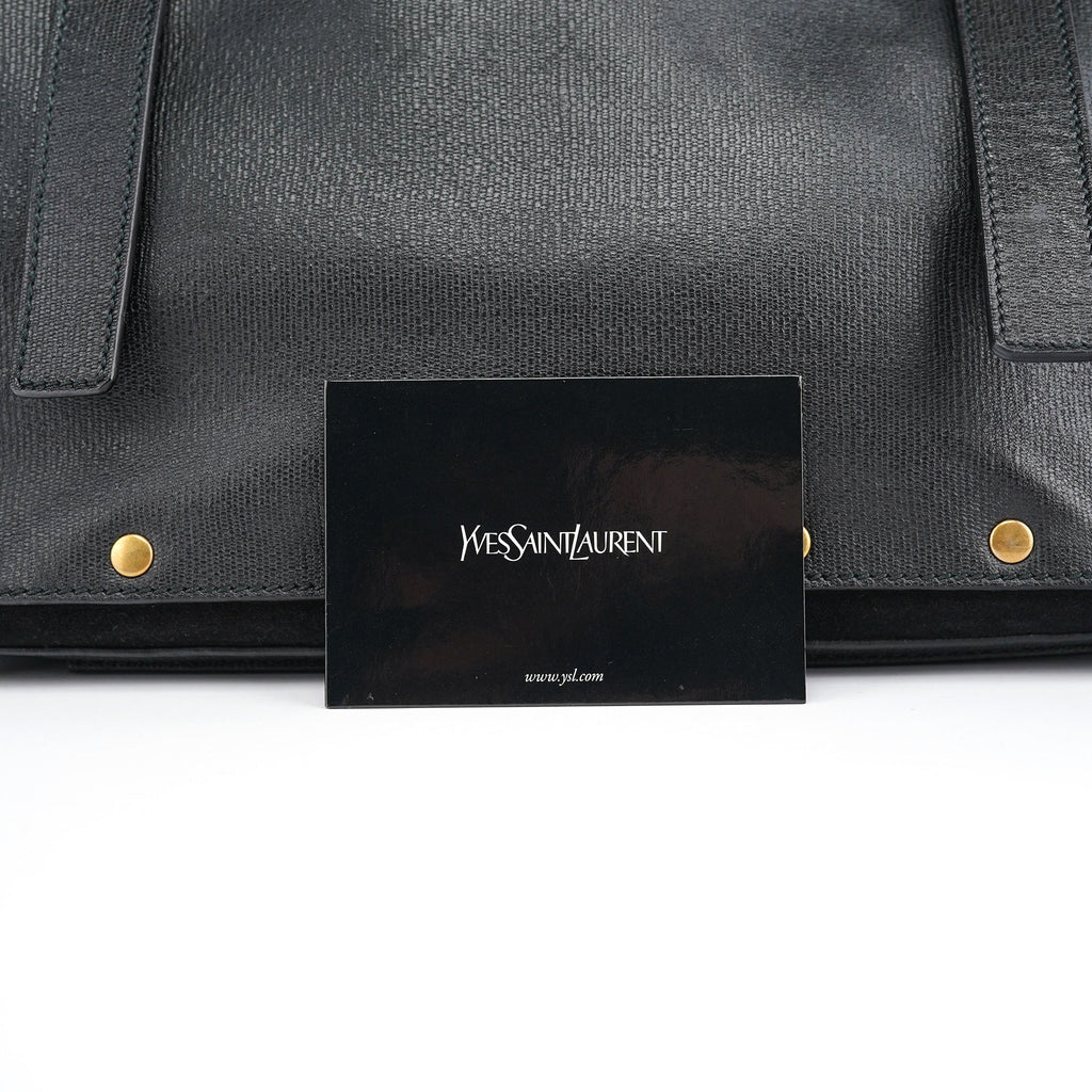 Black Leather Suede Muse Two Top Handle Bag