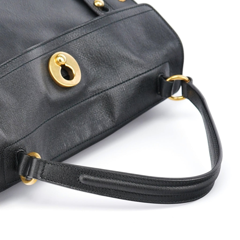 Black Leather Suede Muse Two Top Handle Bag