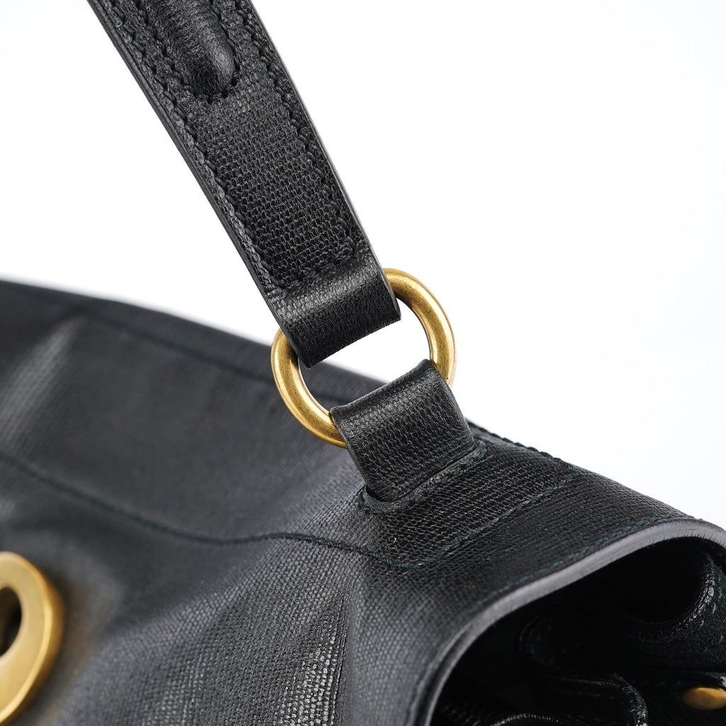 Black Leather Suede Muse Two Top Handle Bag