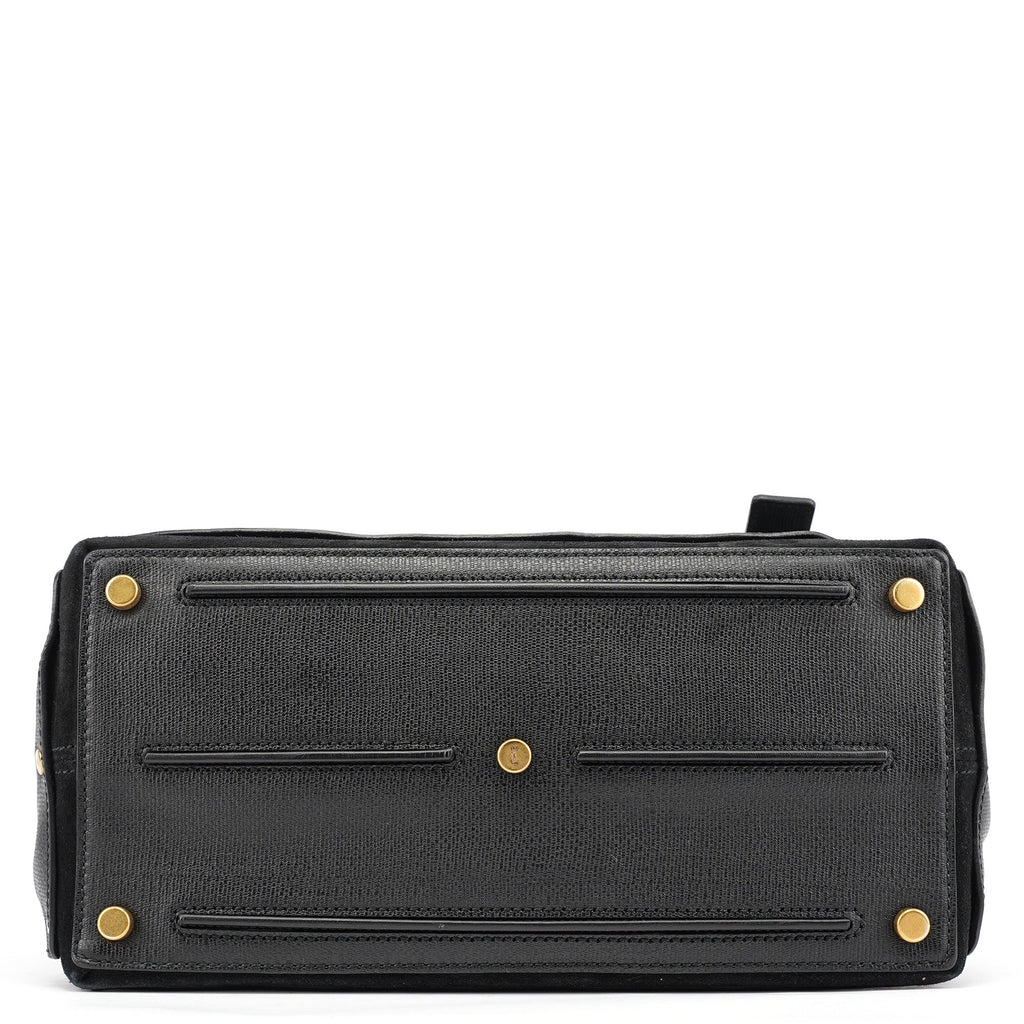 Black Leather Suede Muse Two Top Handle Bag