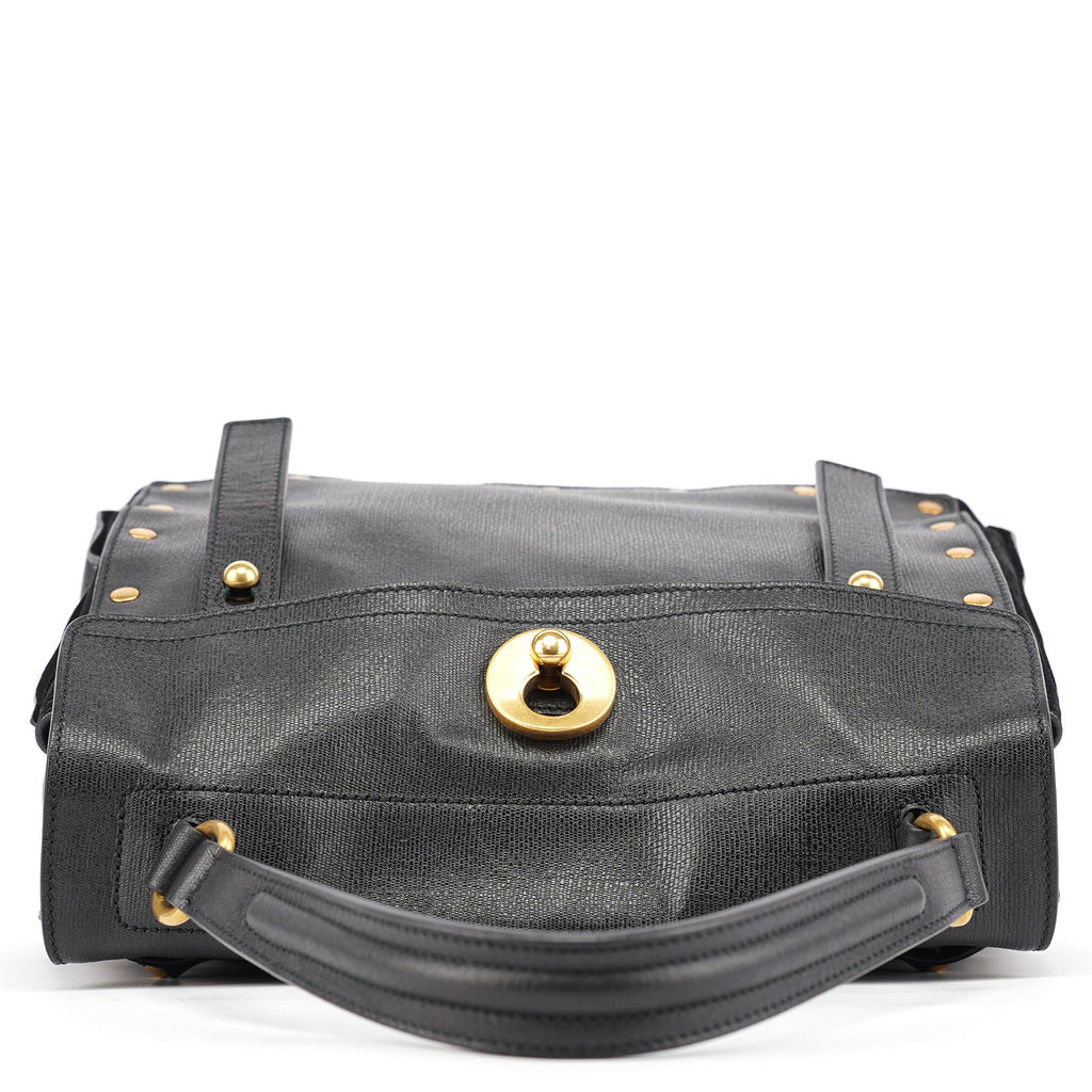Black Leather Suede Muse Two Top Handle Bag
