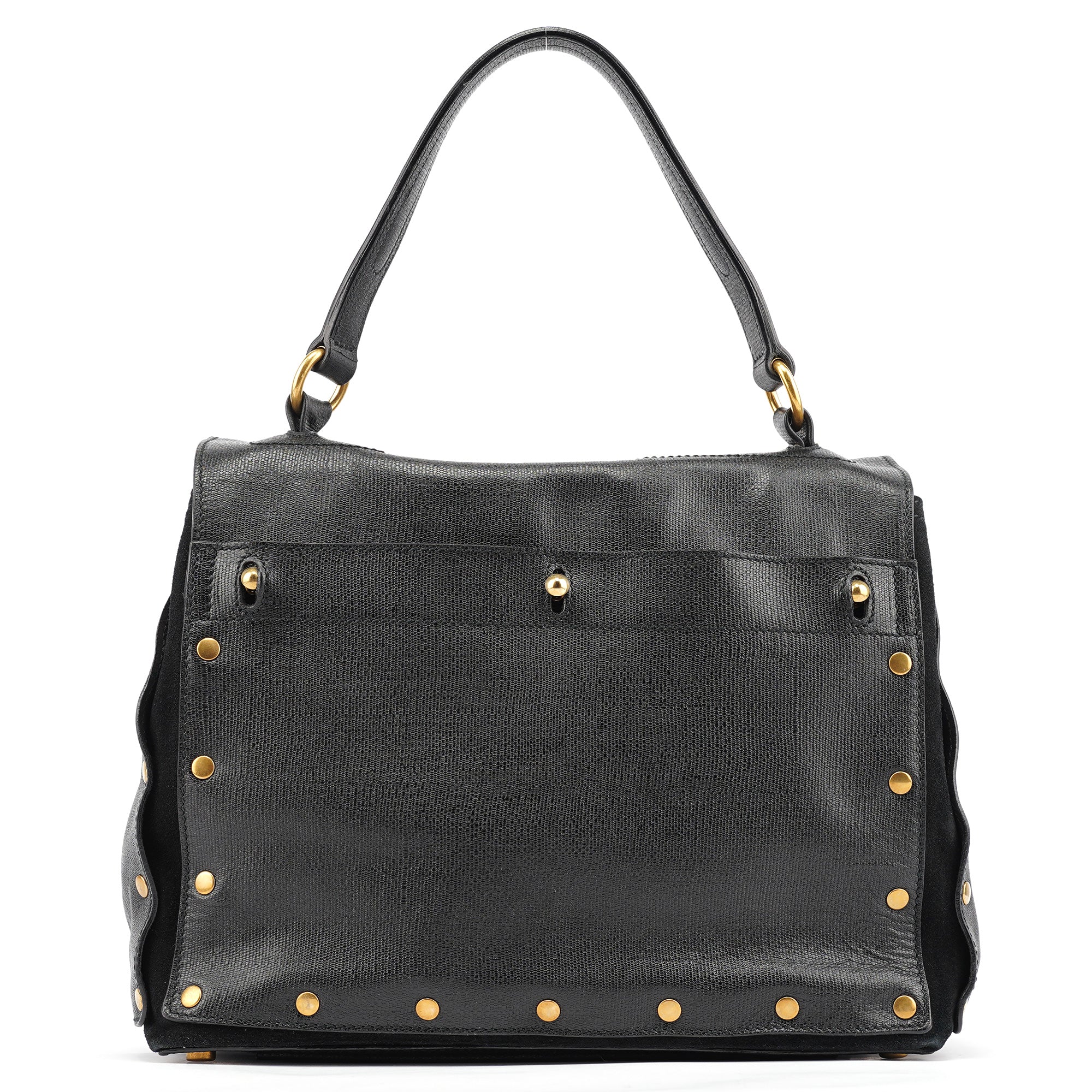 Black Leather Suede Muse Two Top Handle Bag