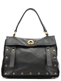 Black Leather Suede Muse Two Top Handle Bag