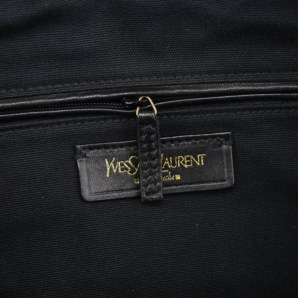 Black Leather Y Boston Bag