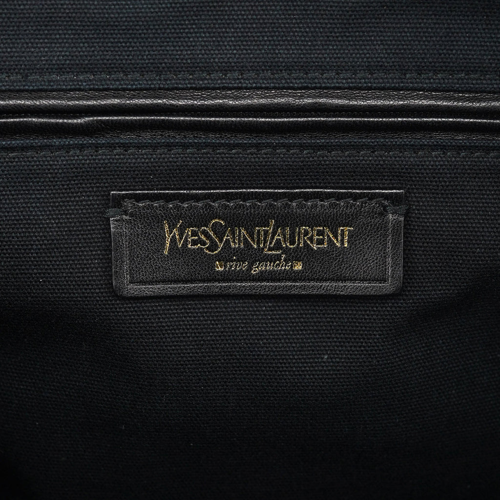 Black Leather Y Boston Bag