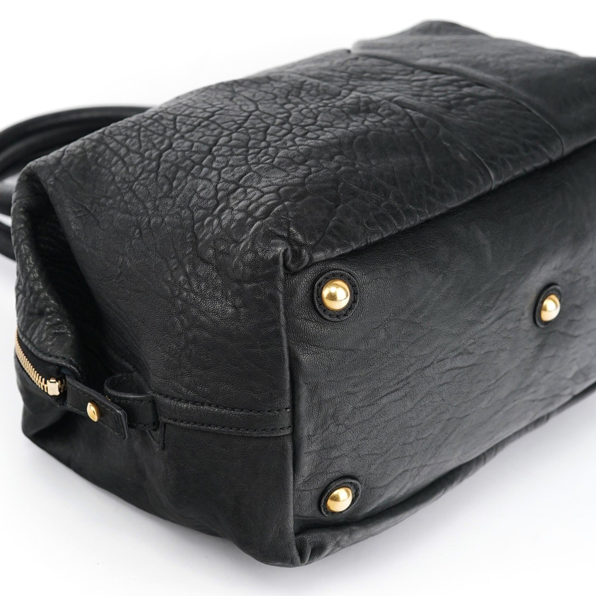 Black Leather Y Boston Bag