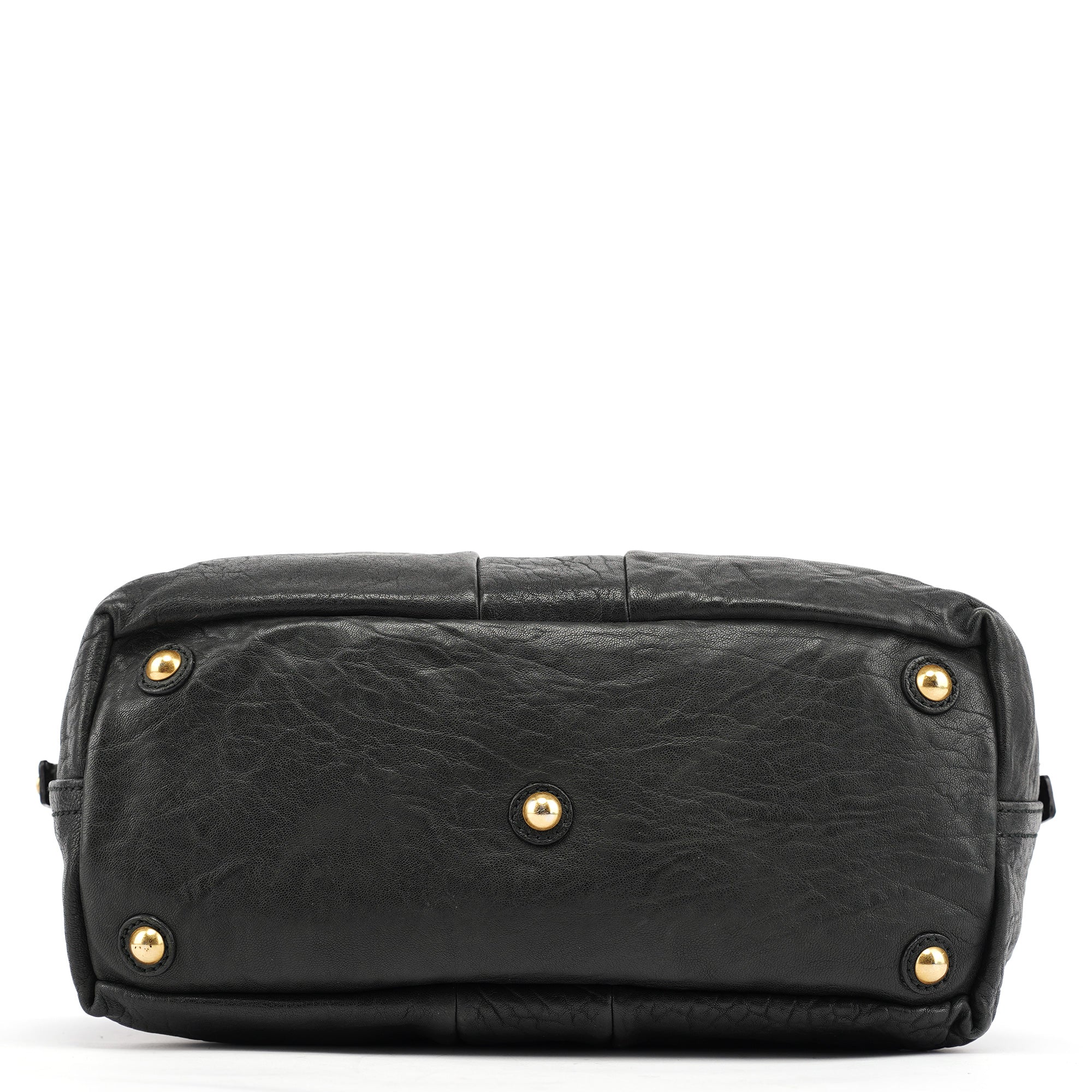 Black Leather Y Boston Bag