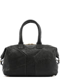 Black Leather Y Boston Bag