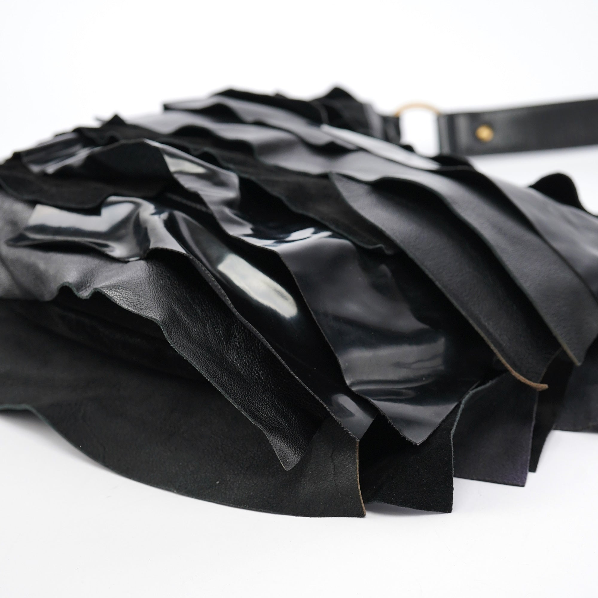 Black Multi Leather Saint Tropez Shoulder Bag