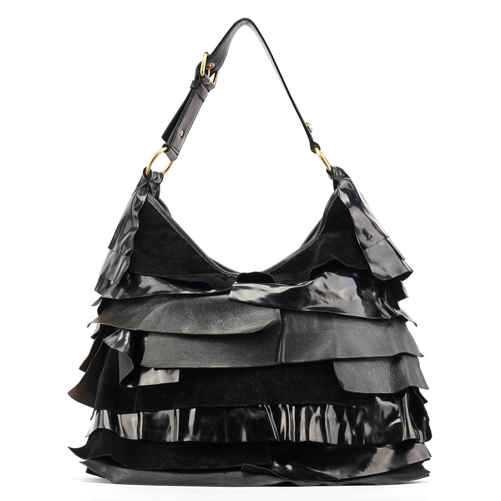 Black Multi Leather Saint Tropez Shoulder Bag