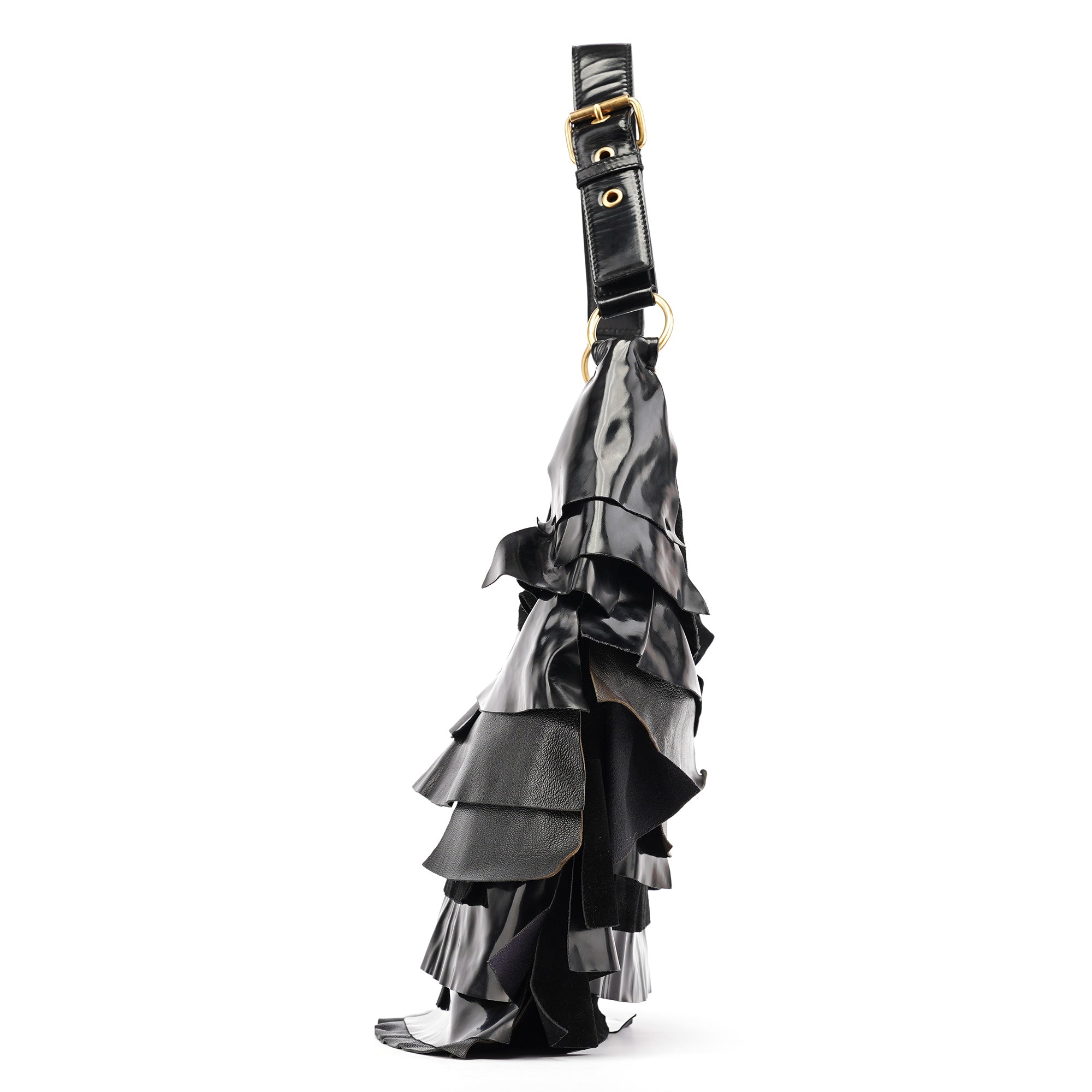 Black Multi Leather Saint Tropez Shoulder Bag