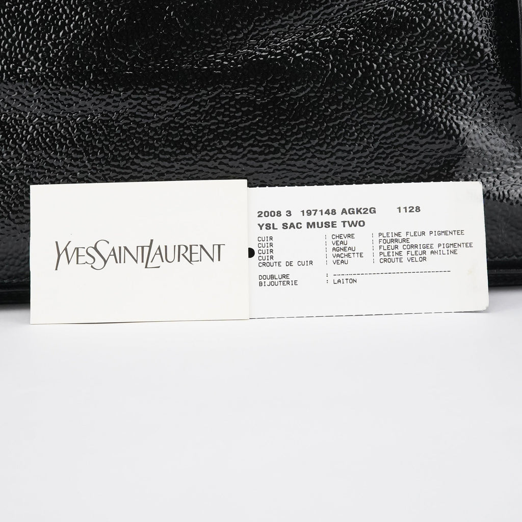Black Patent Calfhair Muse Two Bag