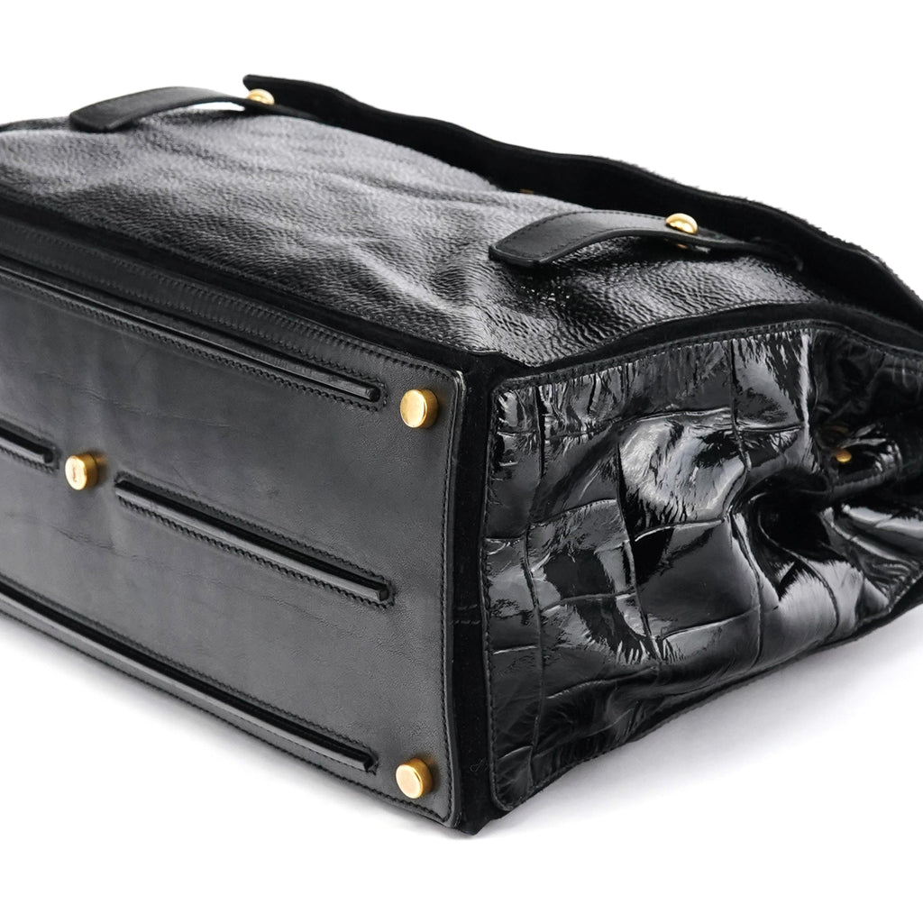 Black Patent Calfhair Muse Two Bag