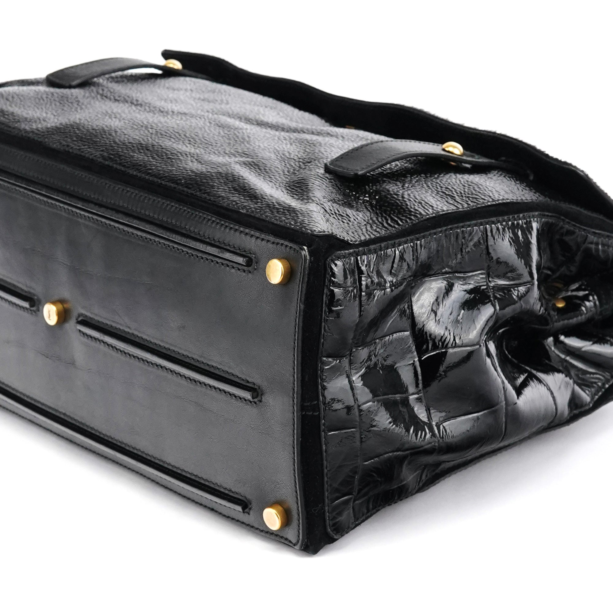 Black Patent Calfhair Muse Two Bag