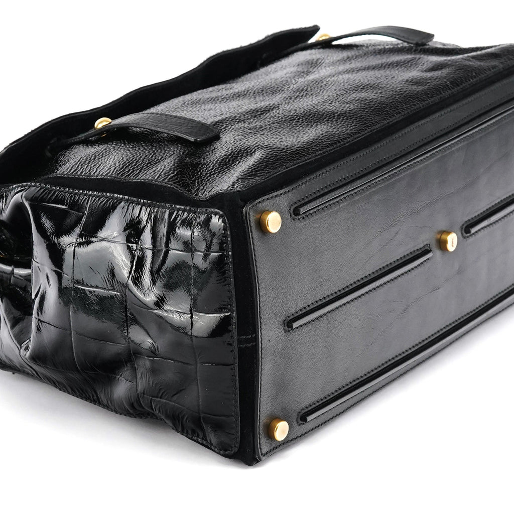 Black Patent Calfhair Muse Two Bag
