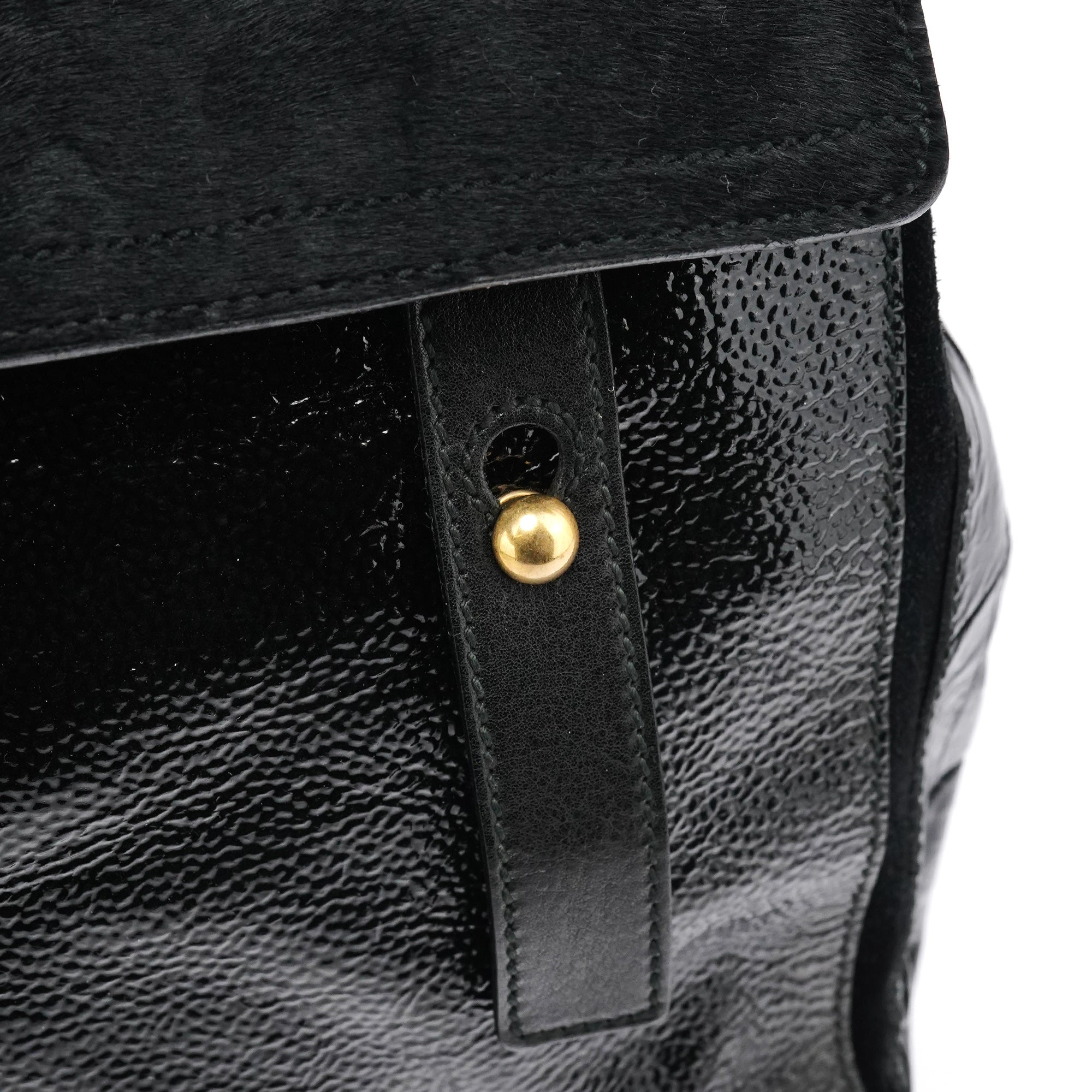 Black Patent Calfhair Muse Two Bag