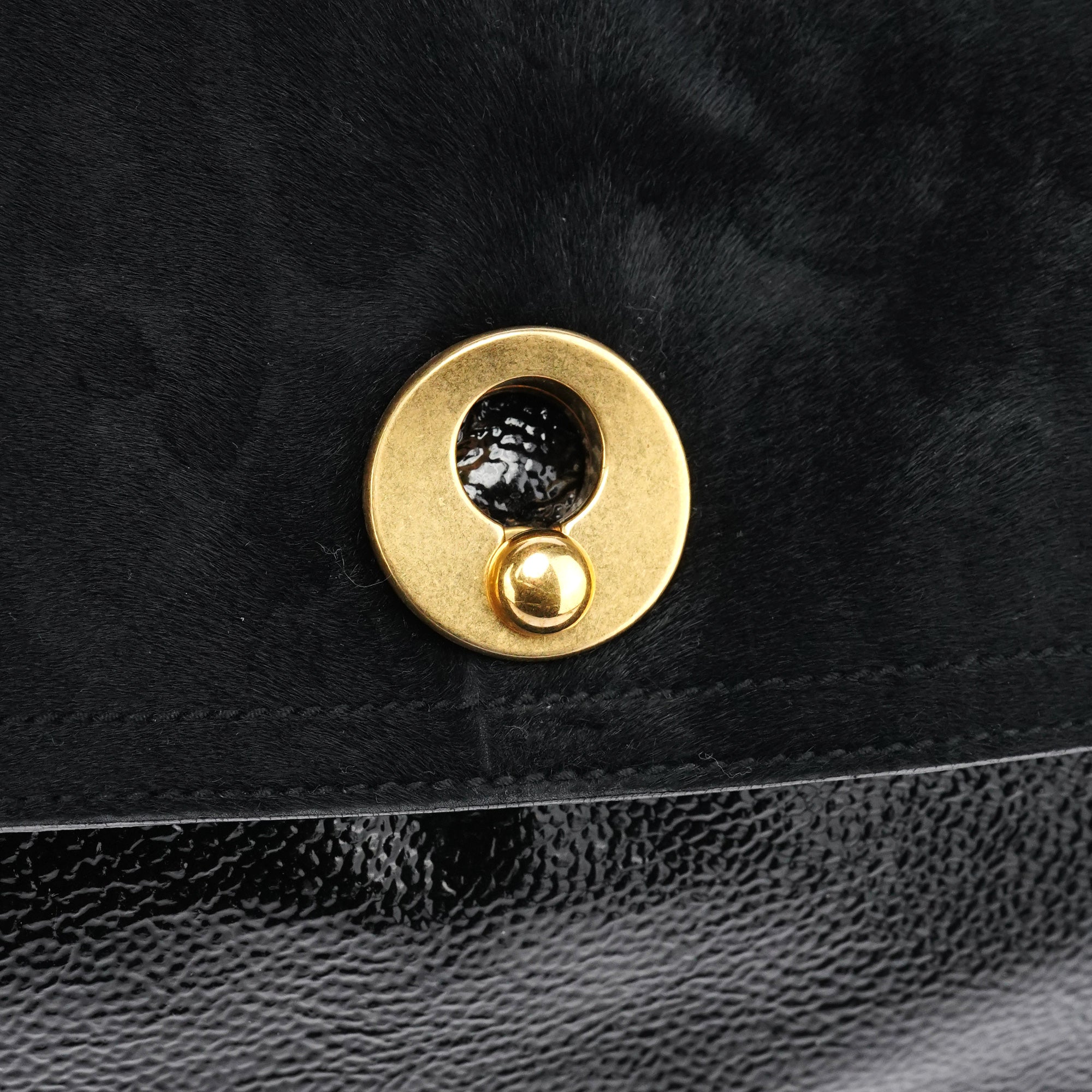 Black Patent Calfhair Muse Two Bag