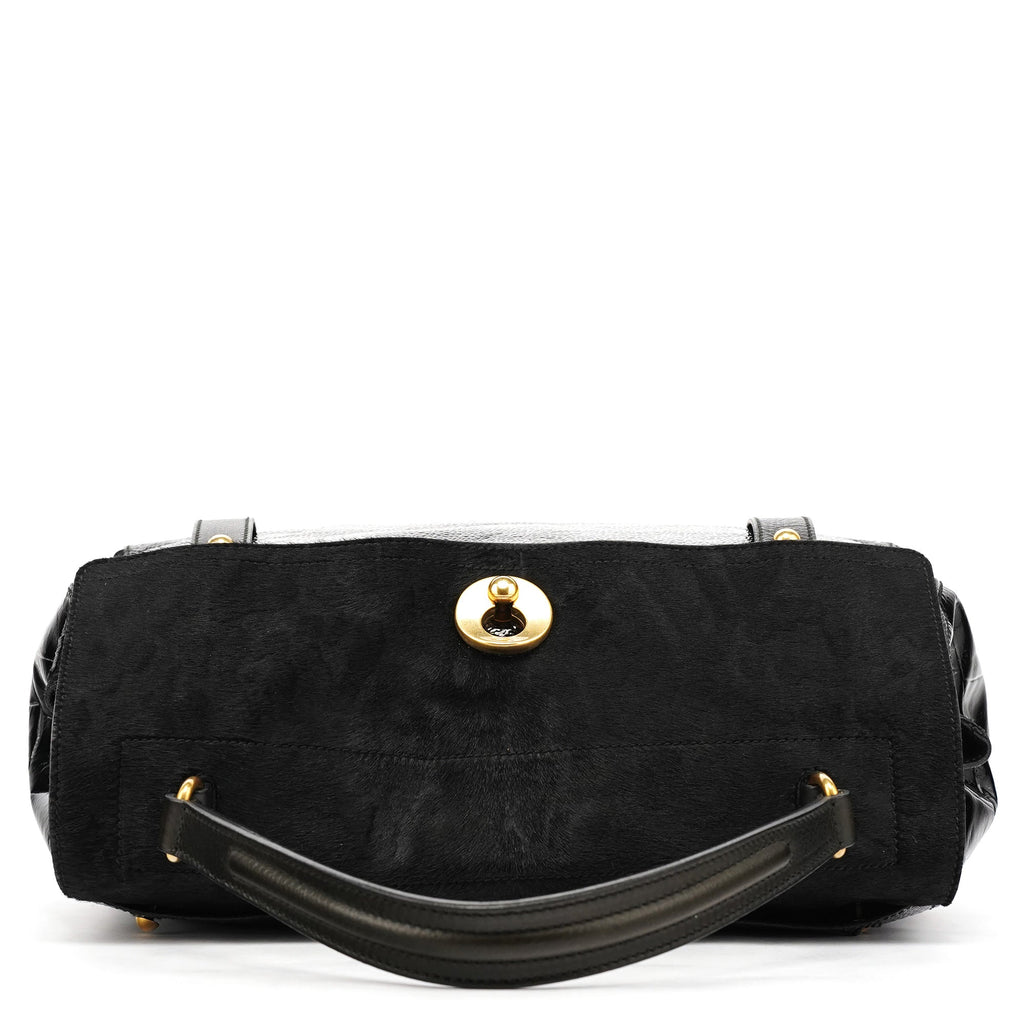 Black Patent Calfhair Muse Two Bag