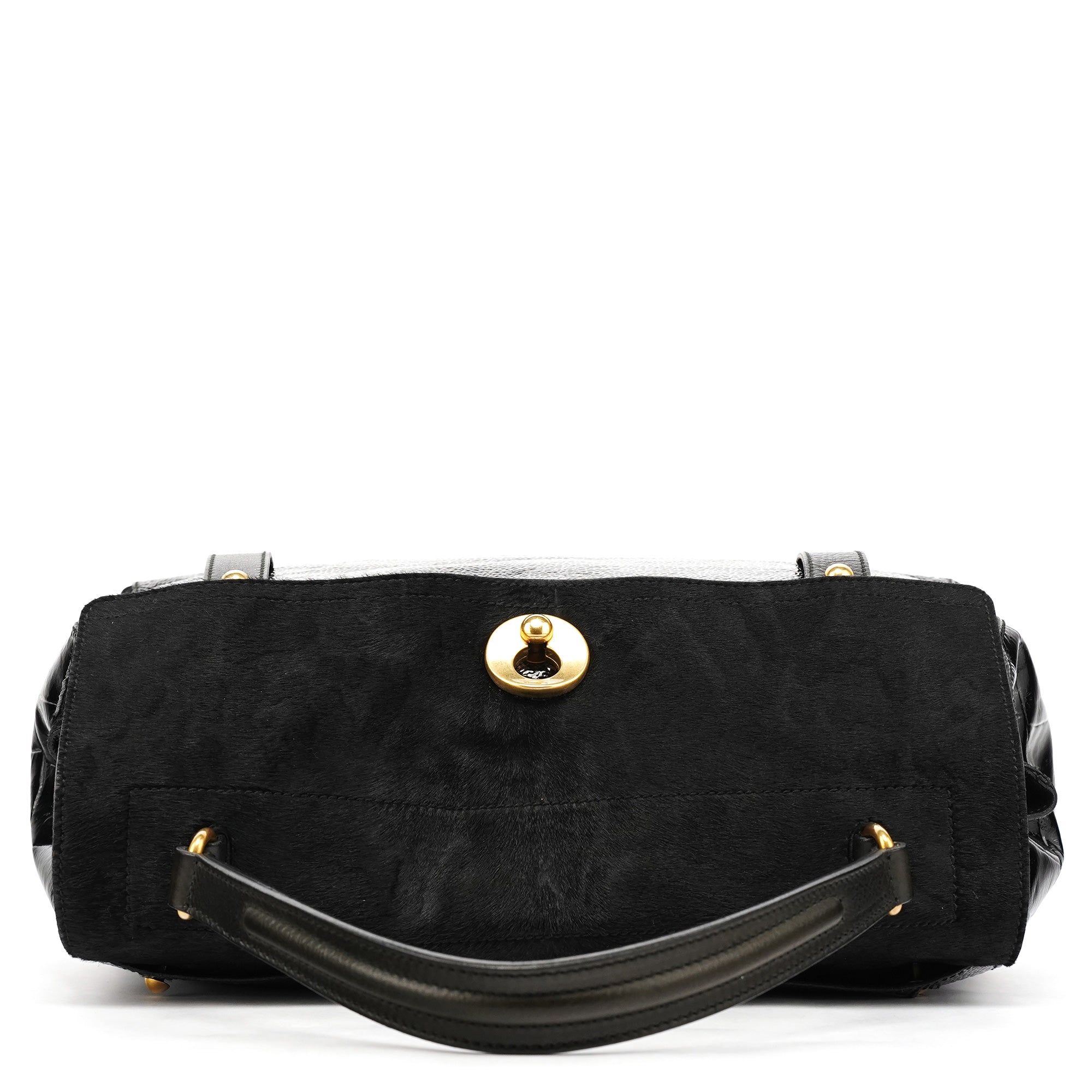 Black Patent Calfhair Muse Two Bag