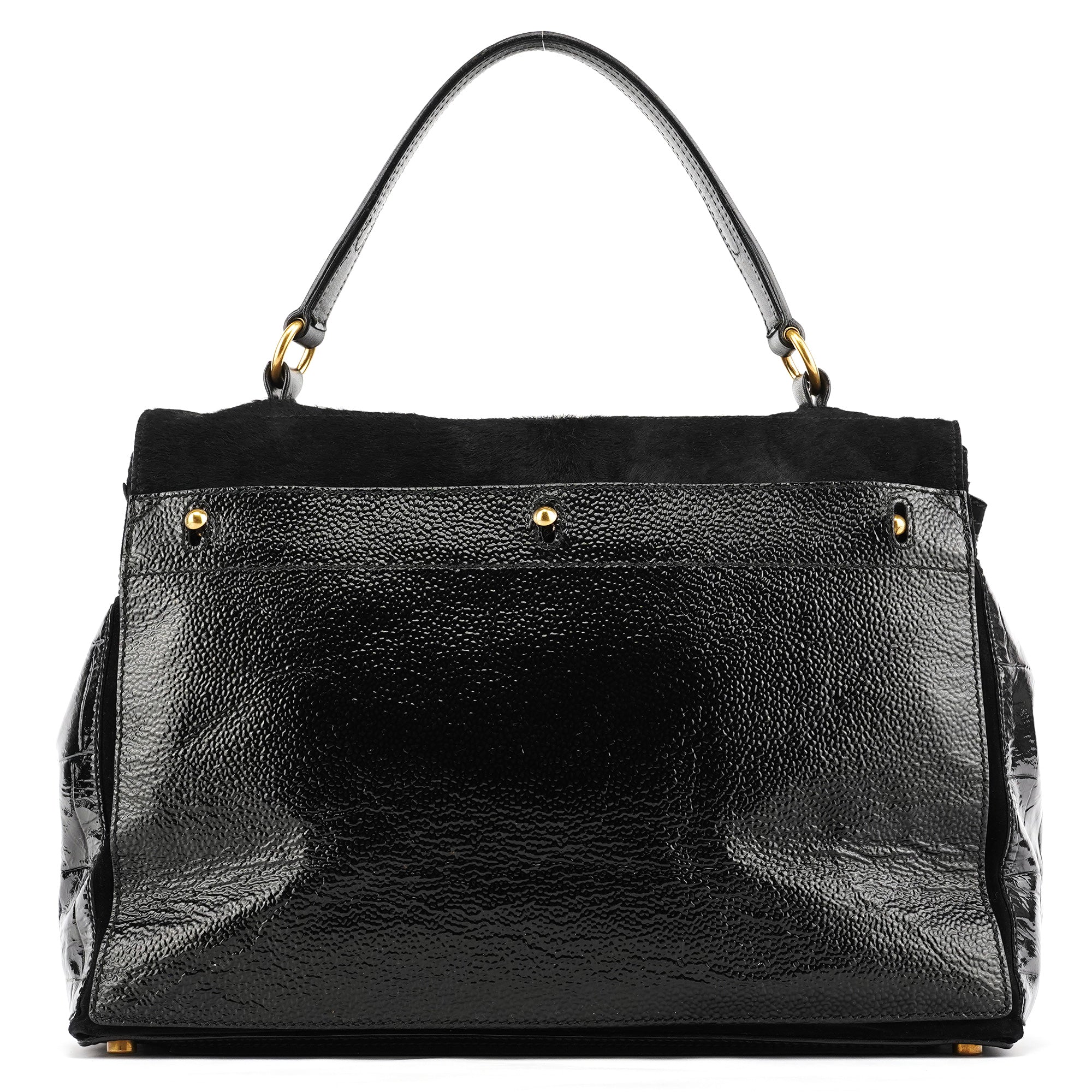 Black Patent Calfhair Muse Two Bag