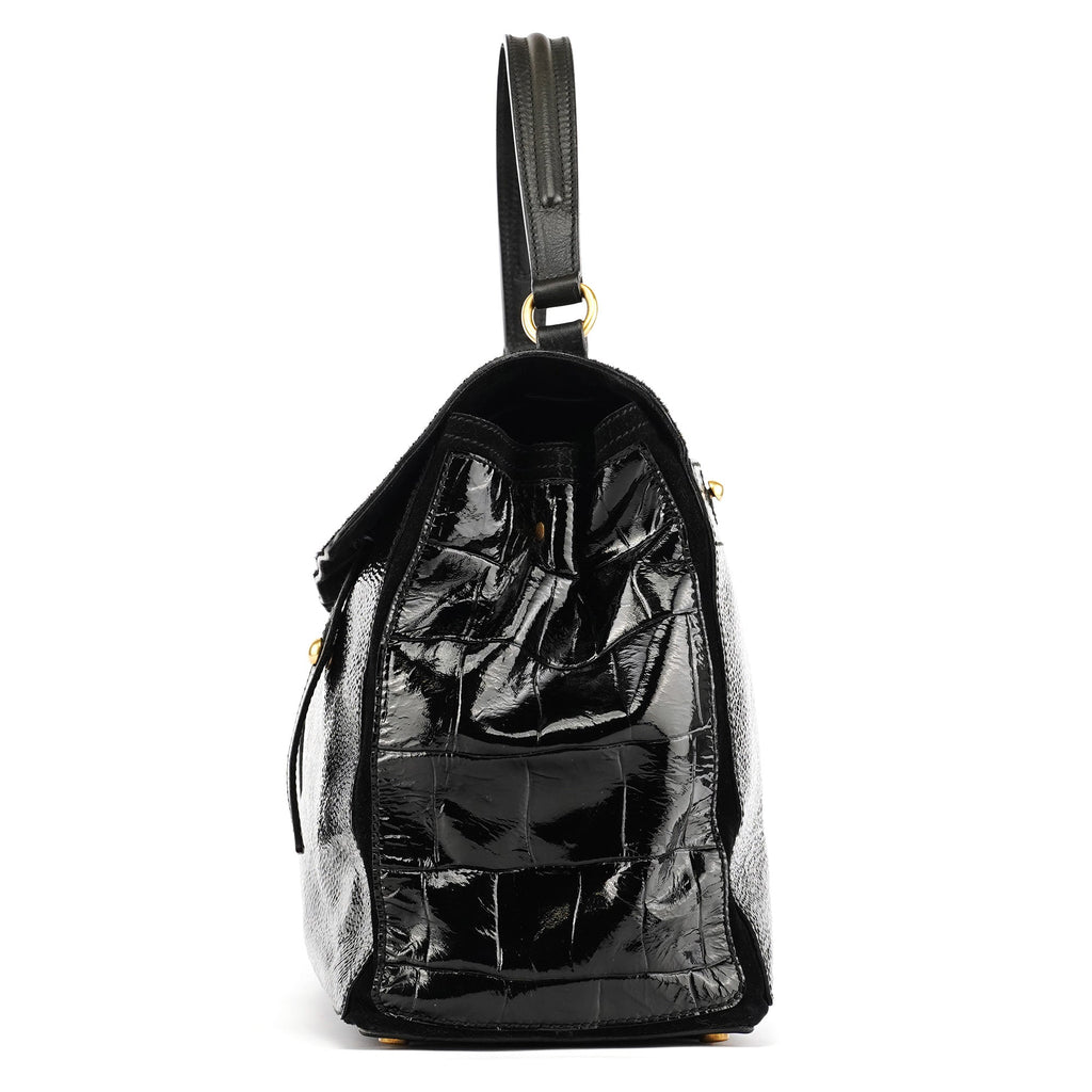 Black Patent Calfhair Muse Two Bag