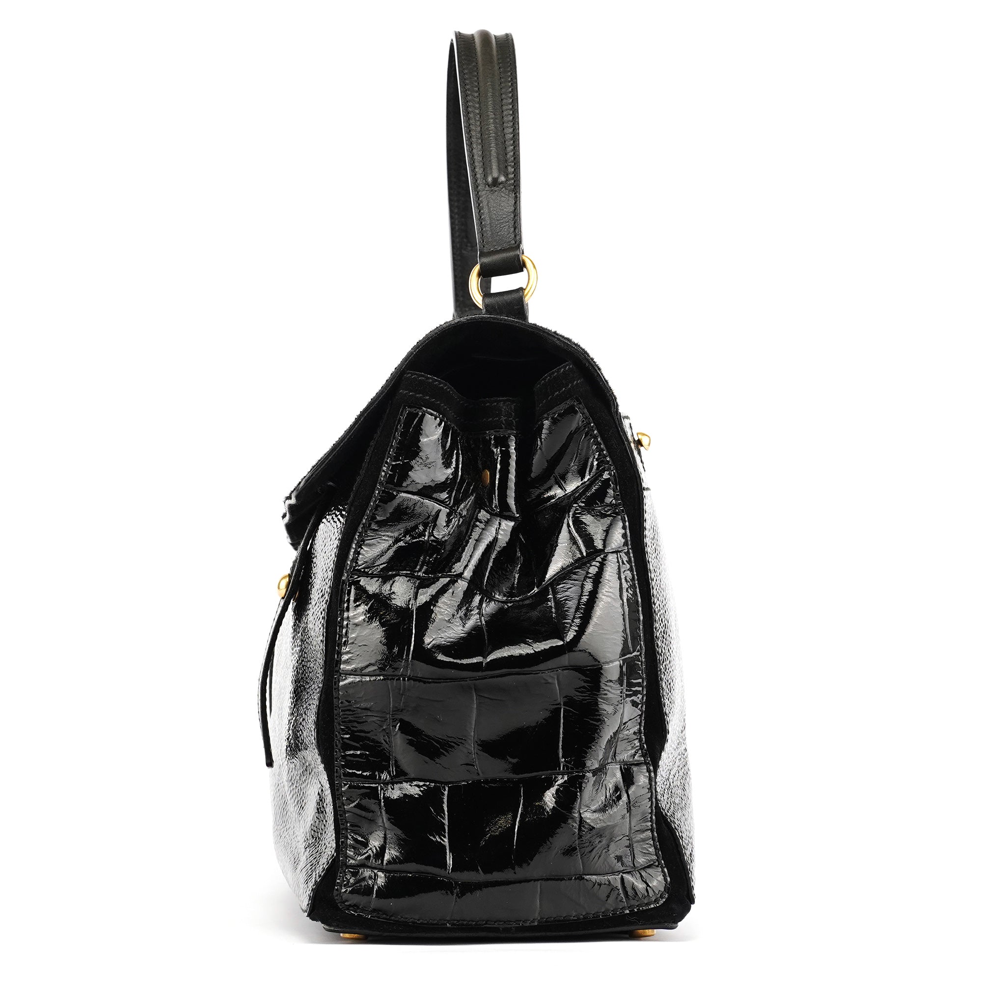 Black Patent Calfhair Muse Two Bag