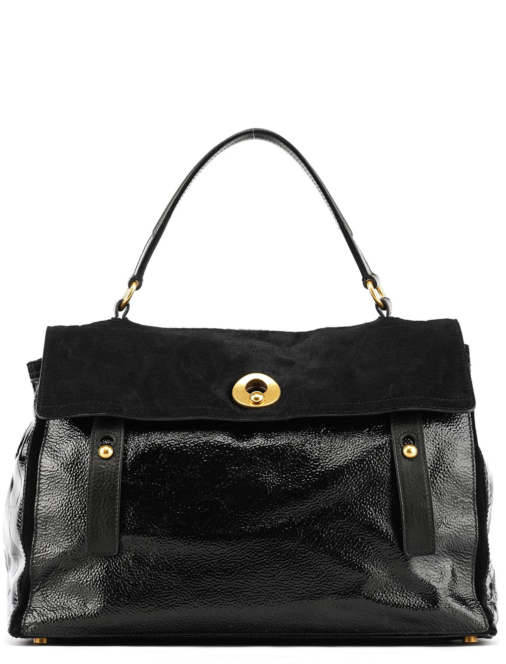Black Patent Calfhair Muse Two Bag