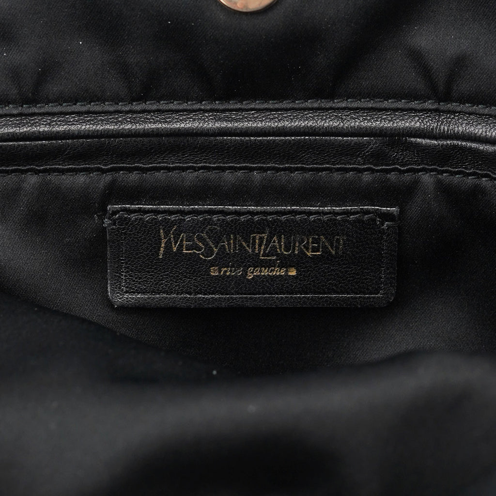 Black Patent Leather Croc Embossed Tote Bag