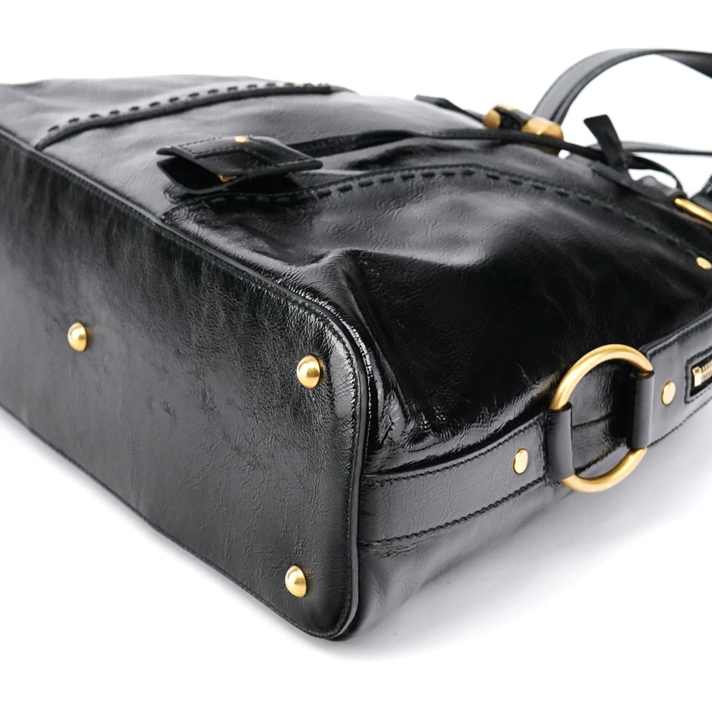 Black Patent Leather Muse Tote Bag