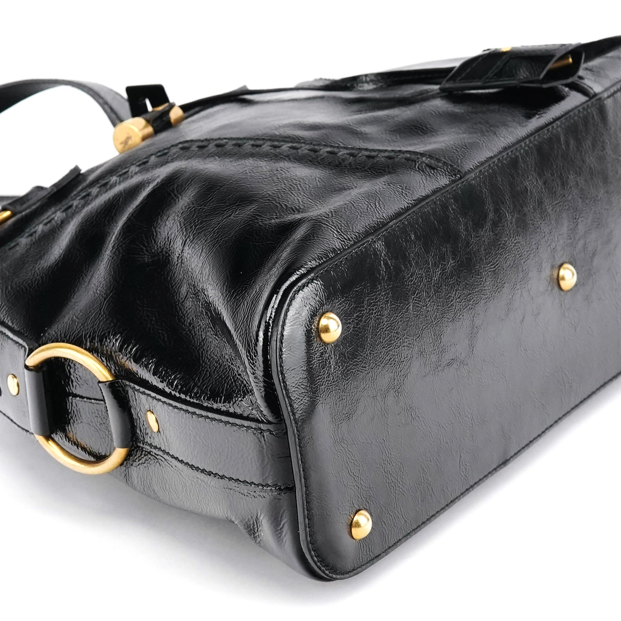 Black Patent Leather Muse Tote Bag