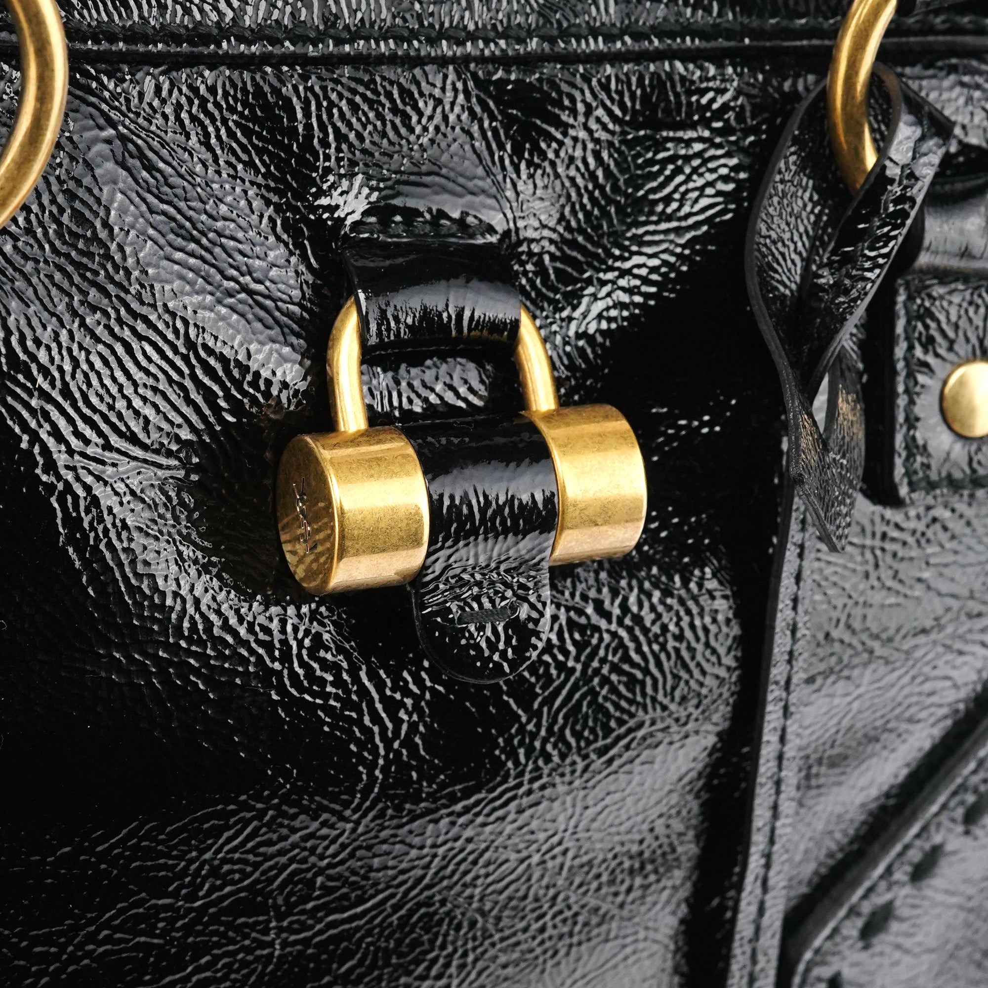 Black Patent Leather Muse Tote Bag