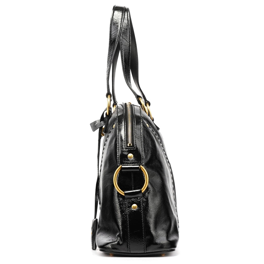 Black Patent Leather Muse Tote Bag