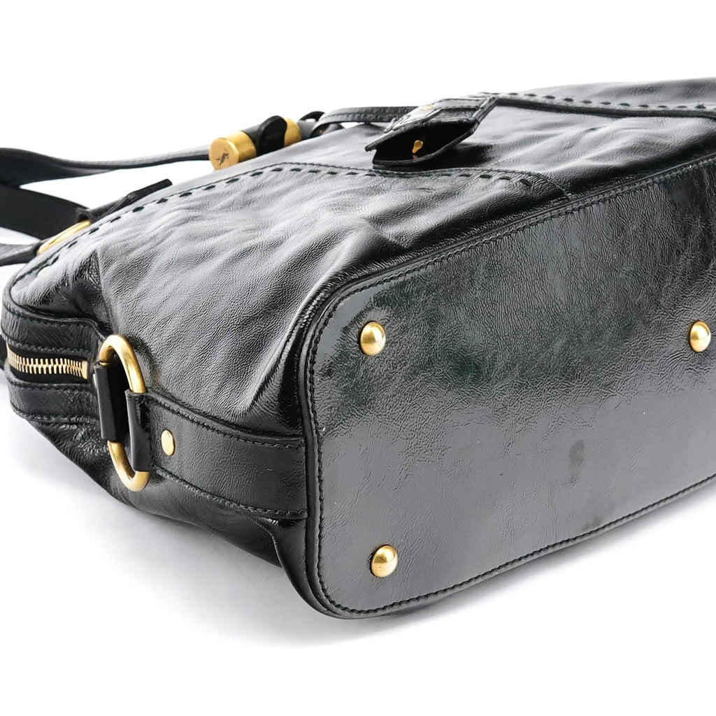 Black Patent Leather Muse Tote Bag