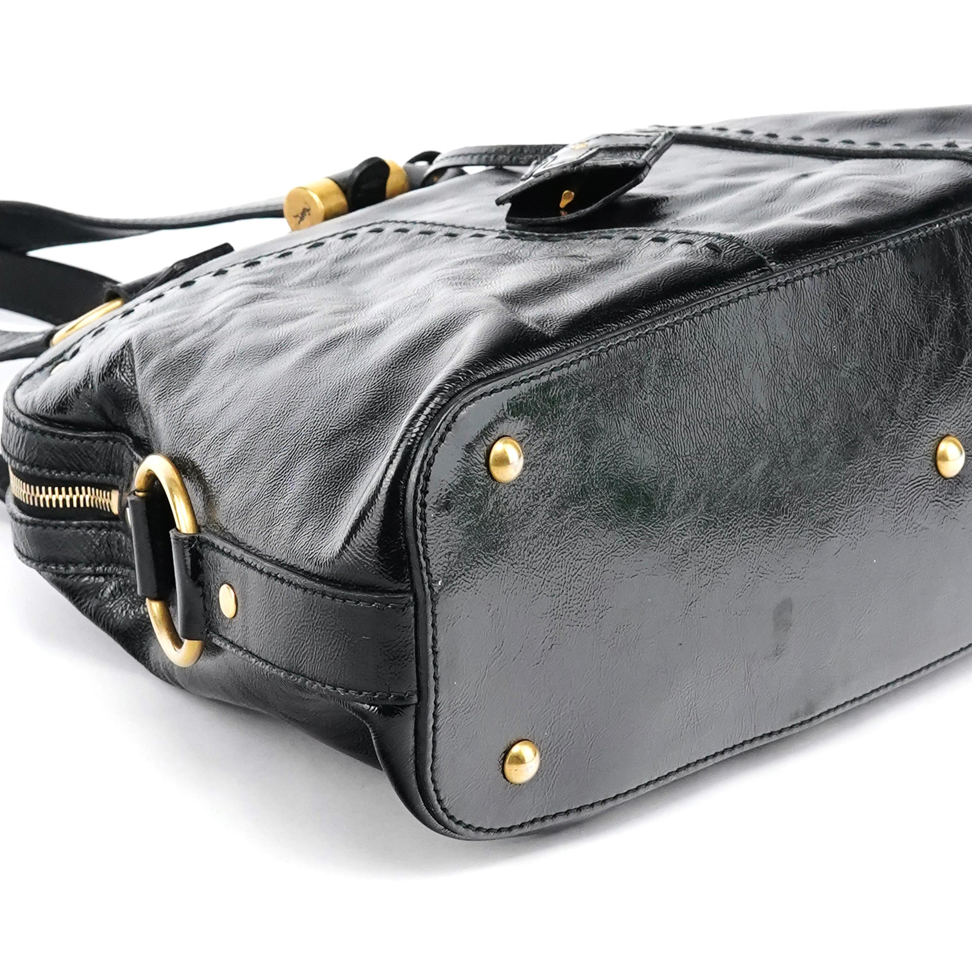 Black Patent Leather Muse Tote Bag