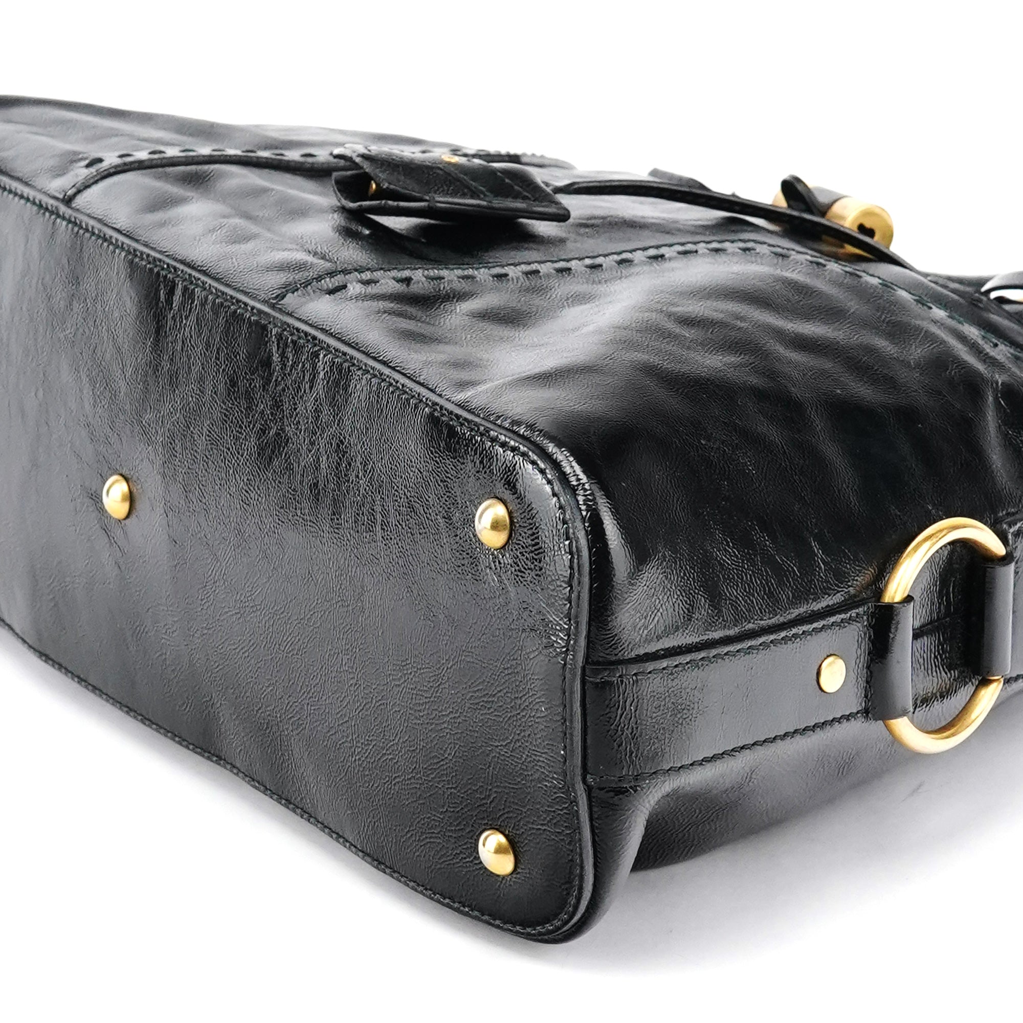 Black Patent Leather Muse Tote Bag