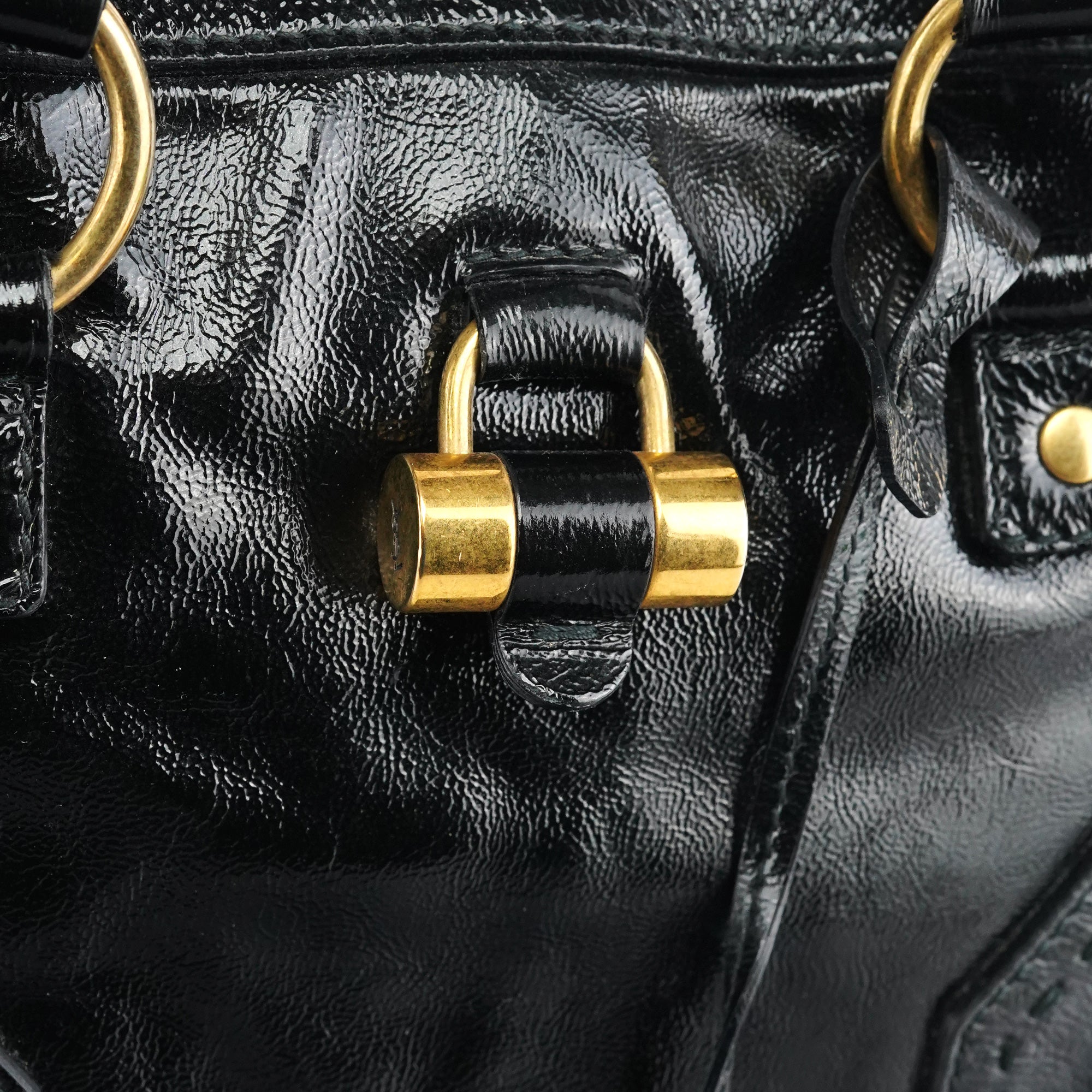 Black Patent Leather Muse Tote Bag
