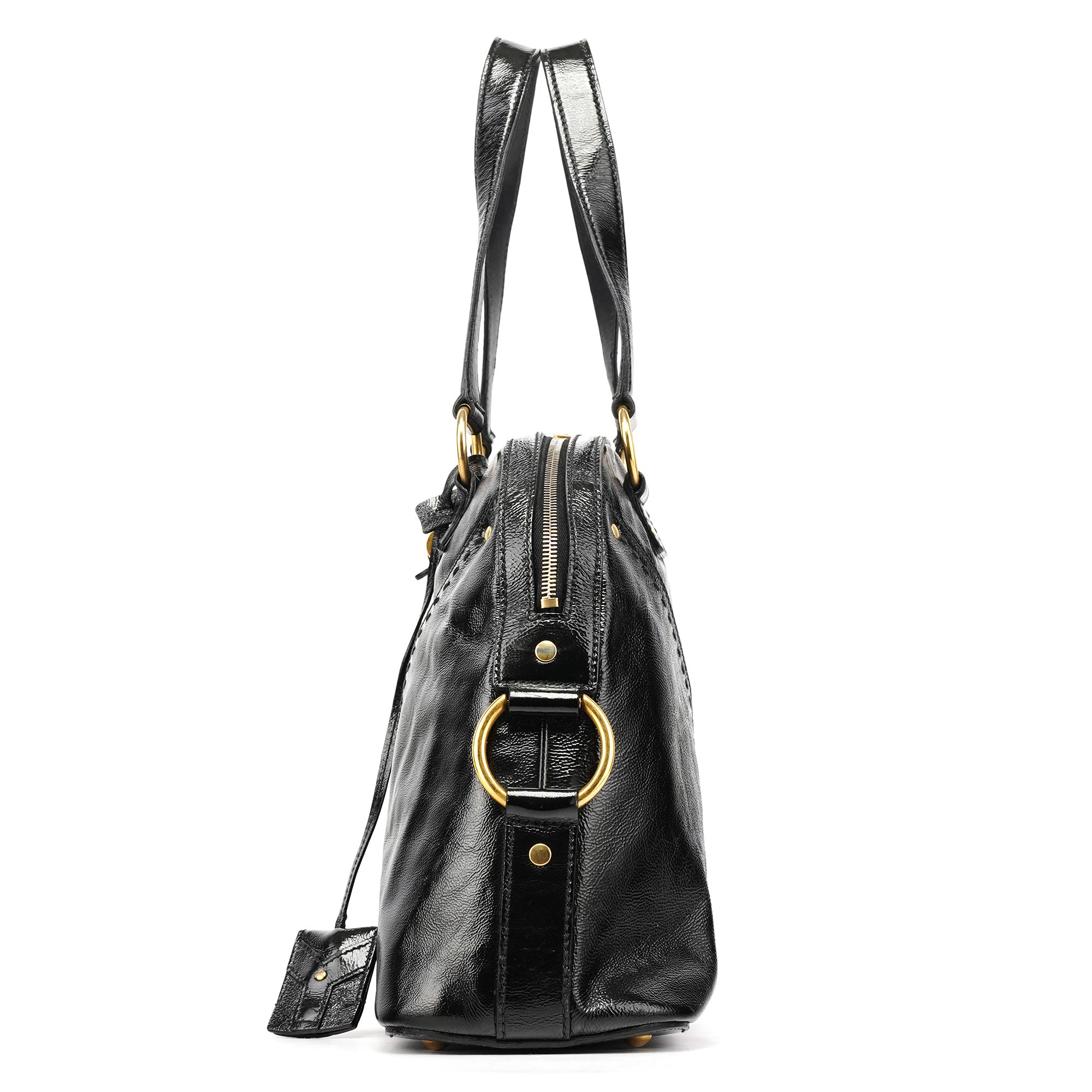 Black Patent Leather Muse Tote Bag