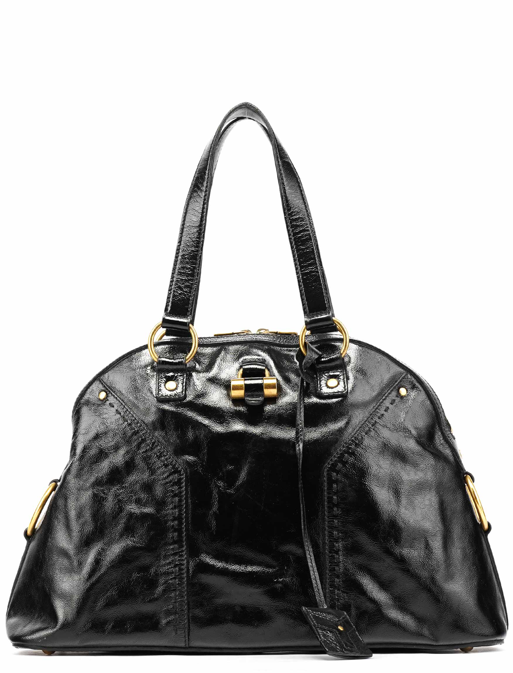Black Patent Leather Muse Tote Bag