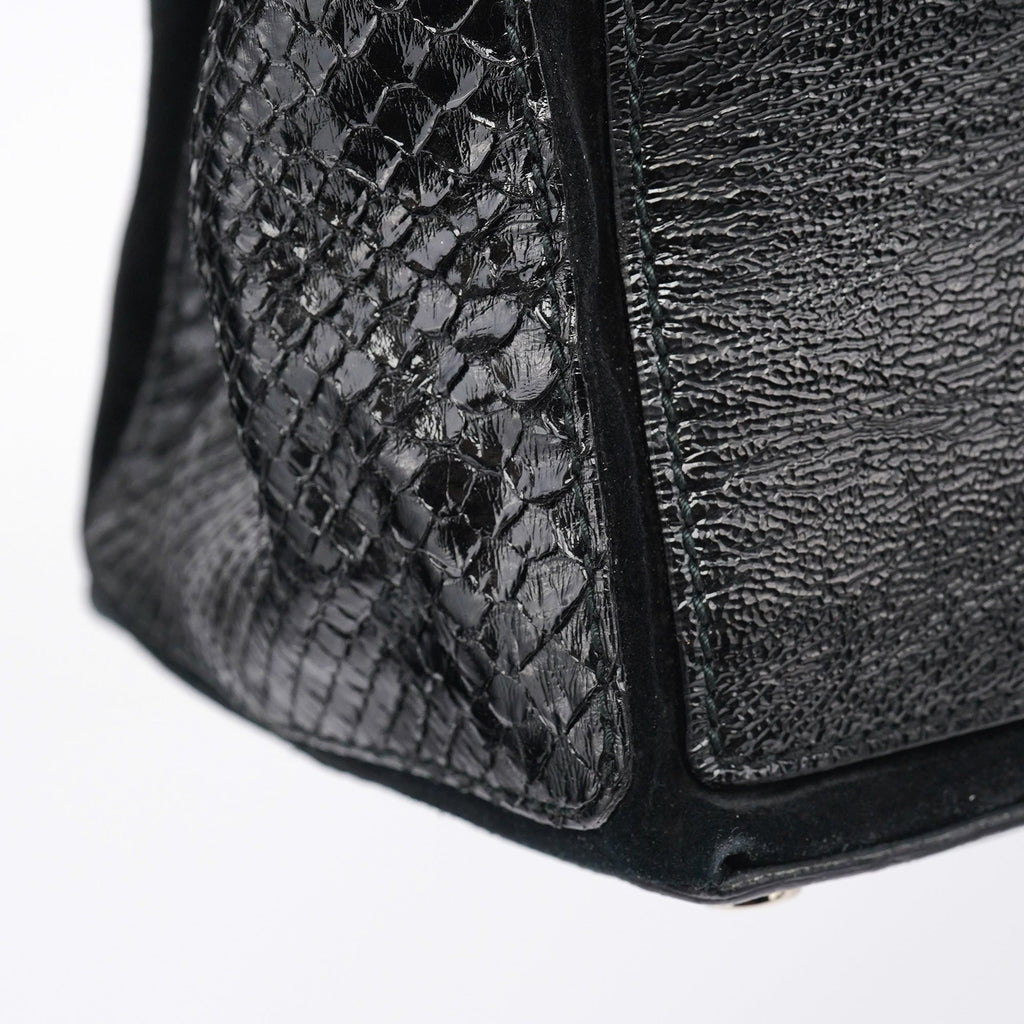 Black Patent Leather Python Muse Bag