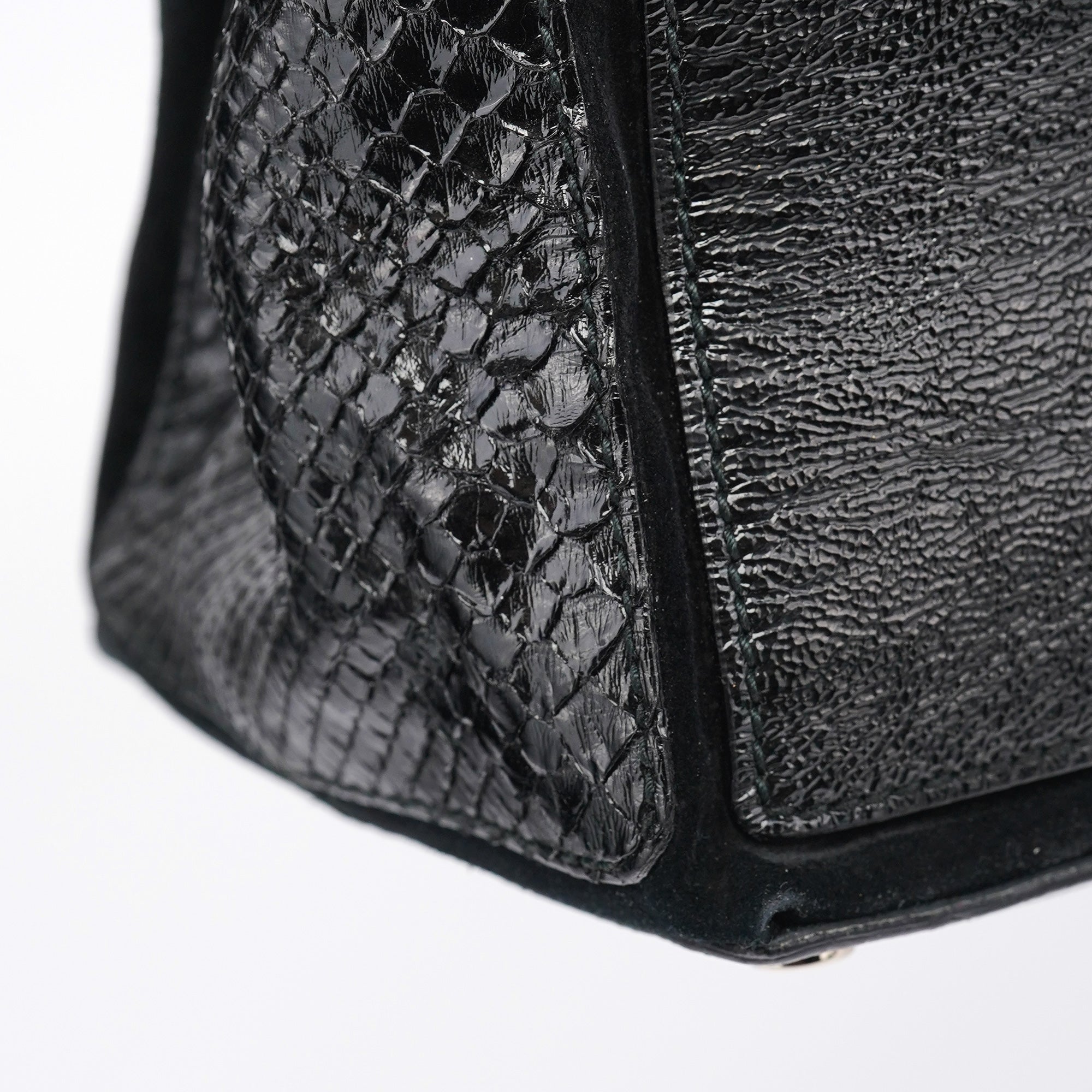Black Patent Leather Python Muse Bag