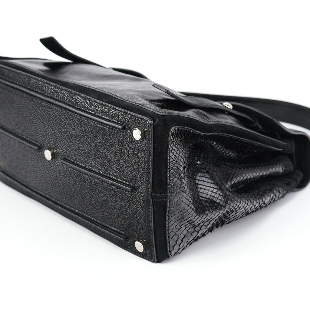 Black Patent Leather Python Muse Bag