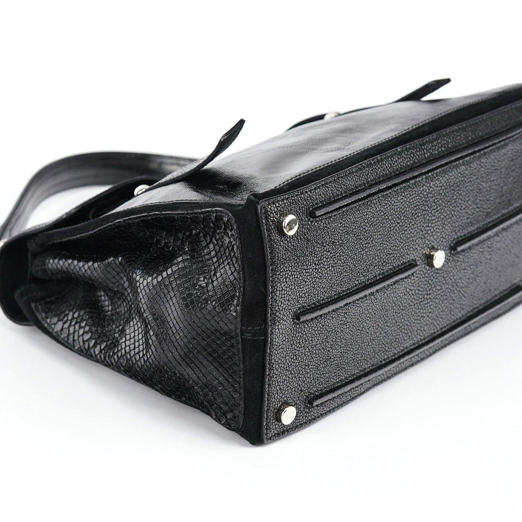 Black Patent Leather Python Muse Bag