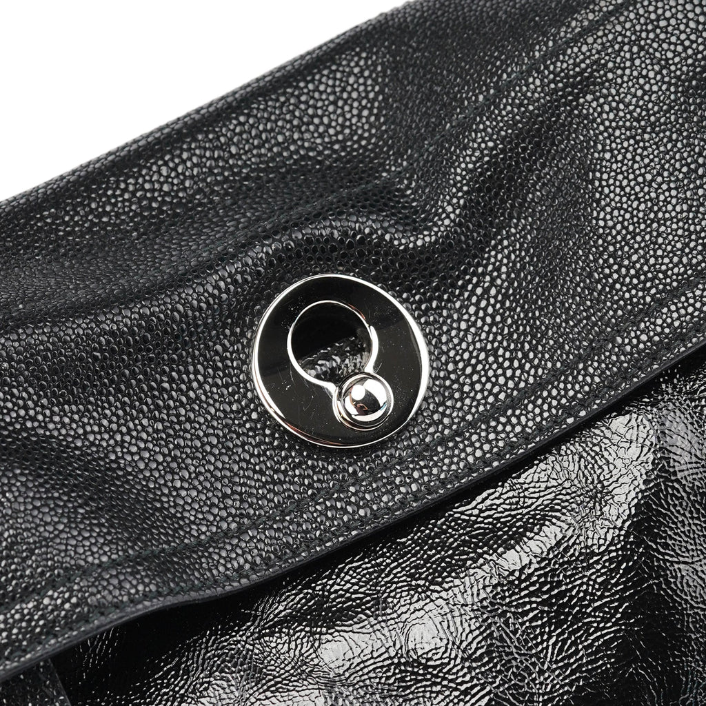 Black Patent Leather Python Muse Bag