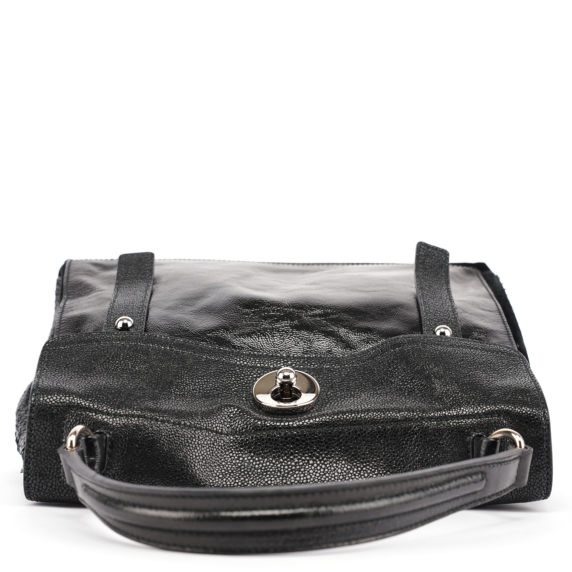 Black Patent Leather Python Muse Bag