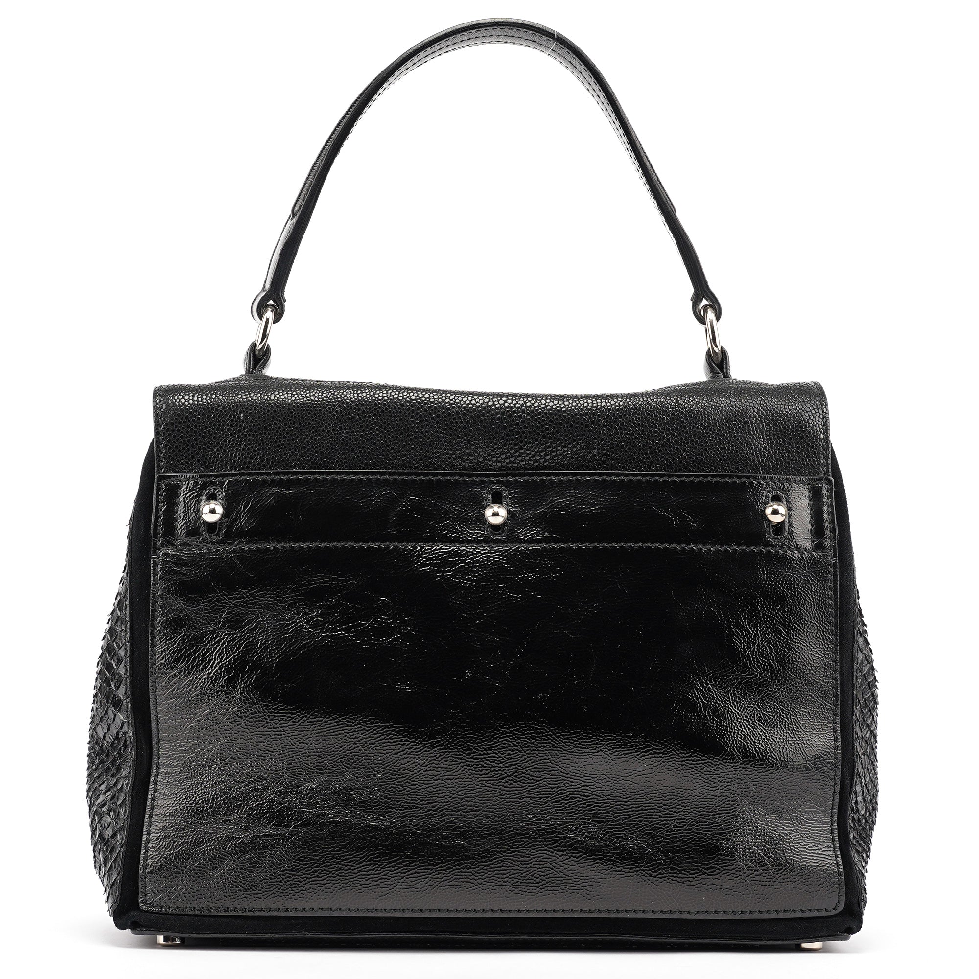 Black Patent Leather Python Muse Bag