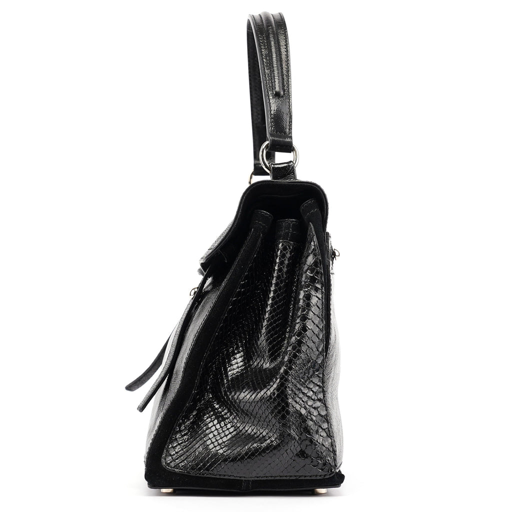 Black Patent Leather Python Muse Bag