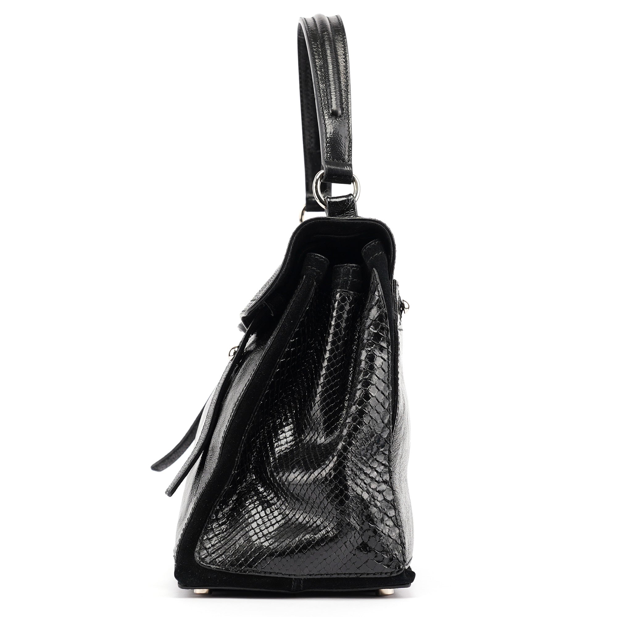 Black Patent Leather Python Muse Bag