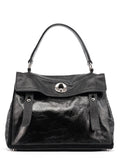 Black Patent Leather Python Muse Bag
