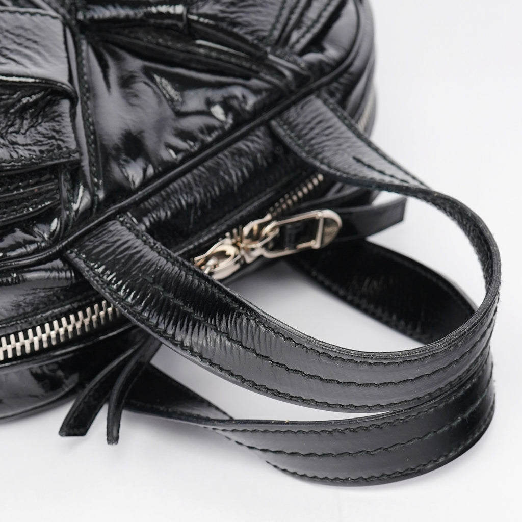 Black Patent Leather Y-Bow Tote Bag