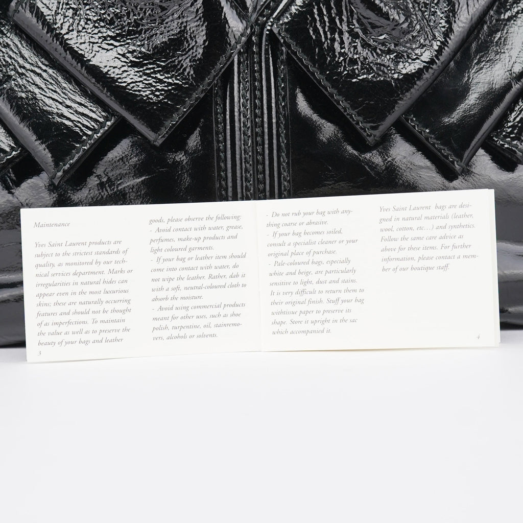 Black Patent Leather Y-Bow Tote Bag